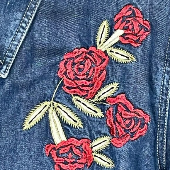 Democracy Jeans Western Style Embroidered Shirt Two Step - Roses - S - Picture 3 of 10